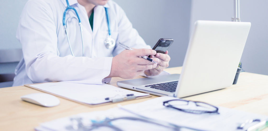 Physician using a cell phone too much